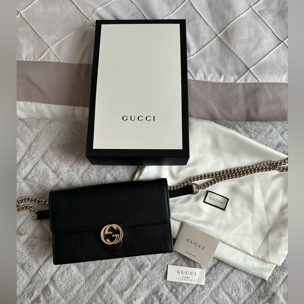 Gucci Black Leather Mini Crossbody Purse